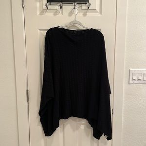Black Women Knitted Poncho